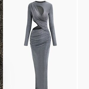 Stunning Metallic Long Sleeve Dress